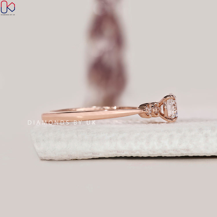 Handmade jewelry featuring round cut five stone design.
