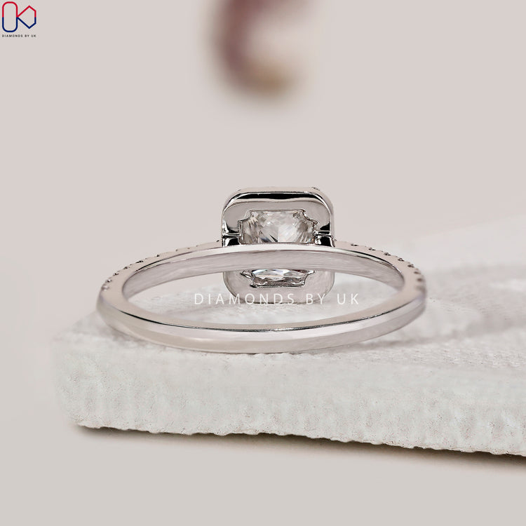 Pave diamond ring and halo setting ring.
