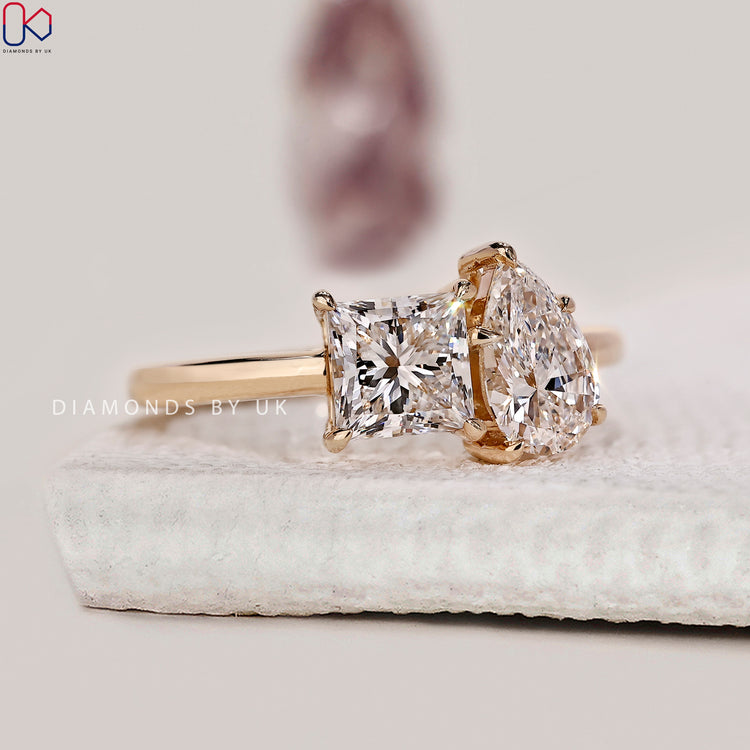 Pear cut diamond ring with precision-polished facets.
