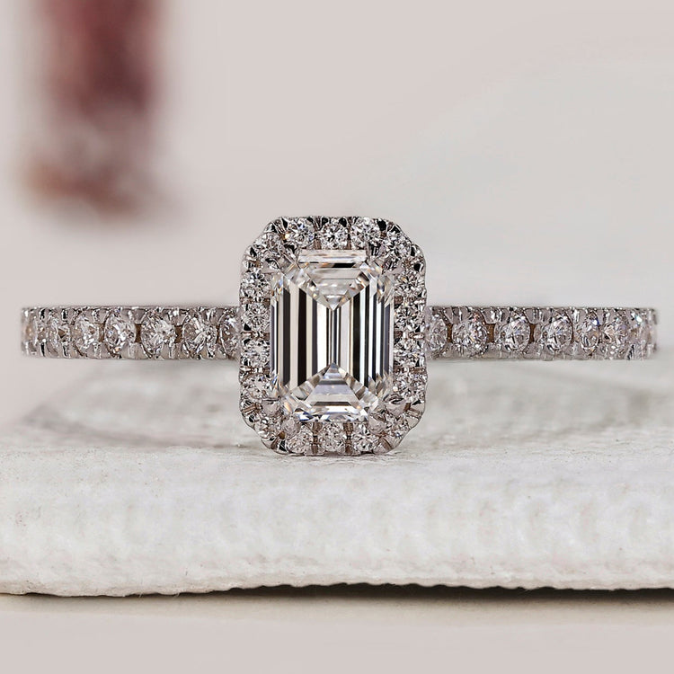 White Gold Emerald Cut Diamond Engagement Ring