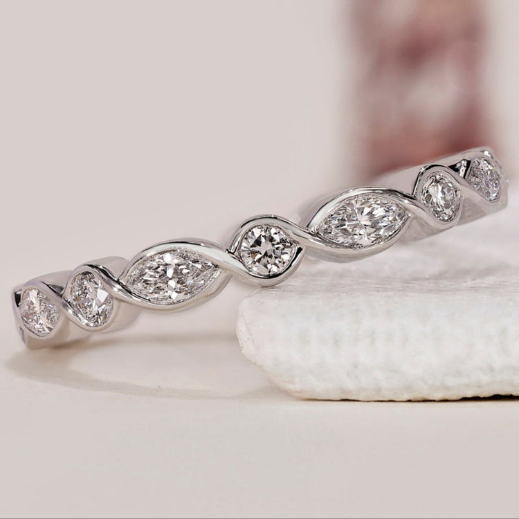 Bezel Set Wedding Band with a sleek and modern design.
