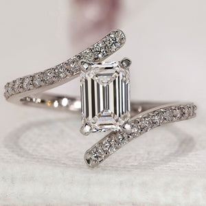 Emerald Cut Engagement Ring In Bypass Setting