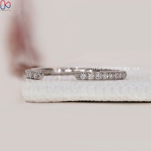 Round Diamond Open Gap Wedding Band in White Gold