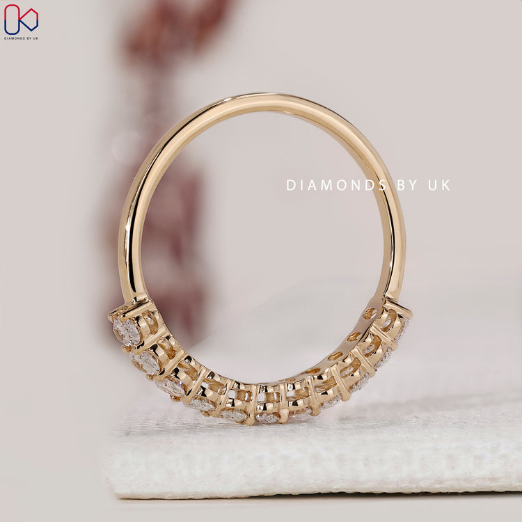 Custom handmade yellow gold diamond wedding band.
