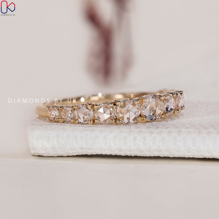 Lab Grown Diamond rose cut diamond band for an eco-friendly choice.