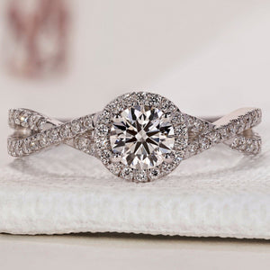 Twisted Pave Engagement Ring In Halo Style