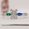 Radiant cut engagement ring with hidden halo design.
