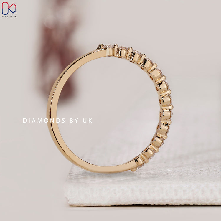 Elegant half eternity yellow gold wedding band.
