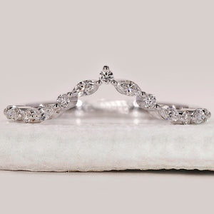 Marquise and Round Cut V Shaped Wedding Band