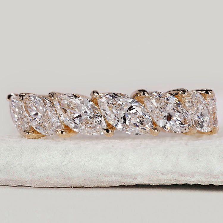 Half Eternity Marquise Wedding Band in Yellow Gold
