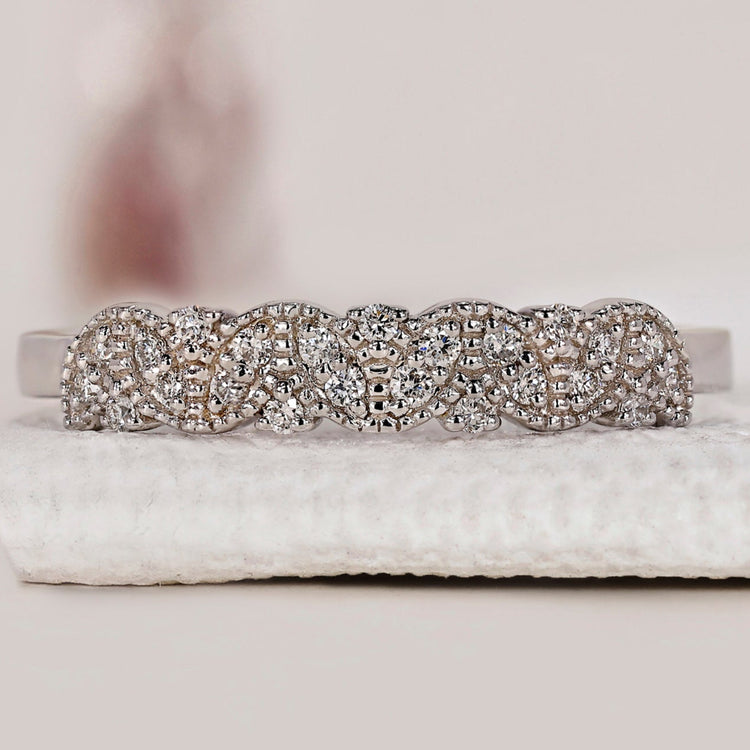 Marquise Shape Outline Milgrain Wedding Band