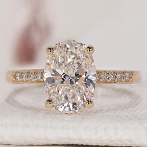 Oval Cut Diamond Hidden Halo Engagement Ring