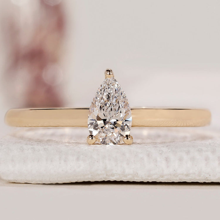 Teardrop Diamond Ring In Yellow Gold