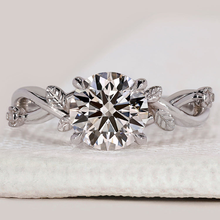 Round Cut Diamond Nature Inspired Engagement Ring