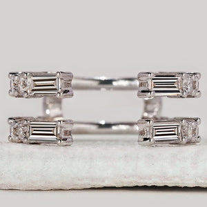 Baguette and Round Diamond Ring Enhancer Wedding Band