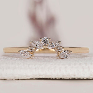 U Shaped Wedding Band - Marquise And Round Diamond