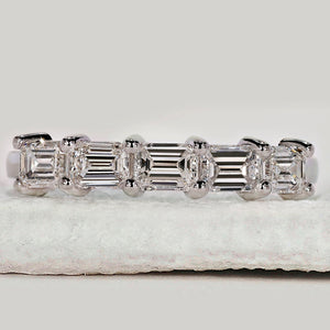 Emerald Cut 5 Stone Diamond Band in White Gold