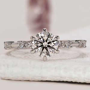 Round Diamond Engagement Ring With Distance Pave Band