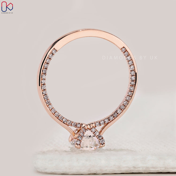 Lab grown round cut diamond engagement ring.
