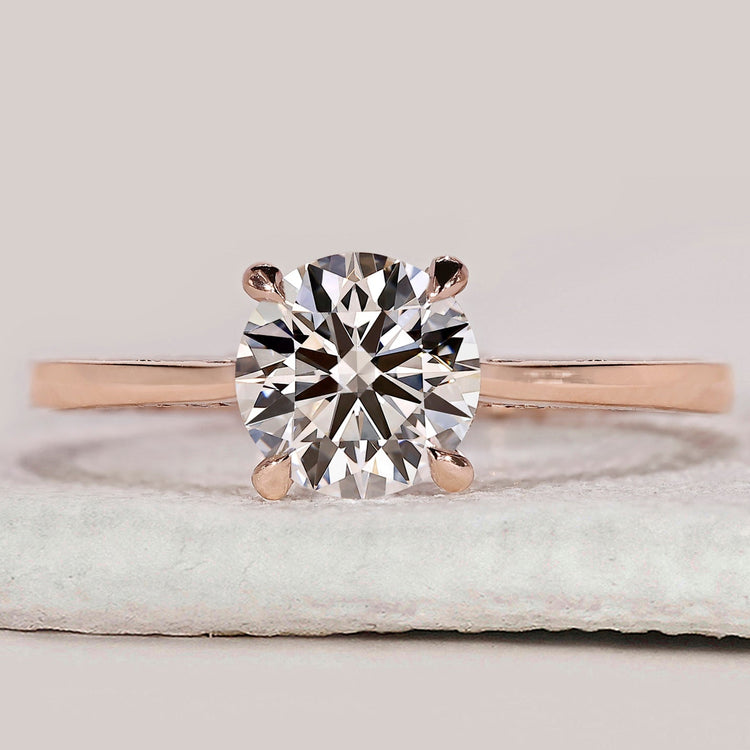 Hidden Pave Round Cut Rose Gold Diamond Ring