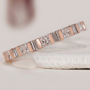 Princess Cut Diamond Rose Gold Wedding Band