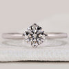 Round diamond ring in white gold.
