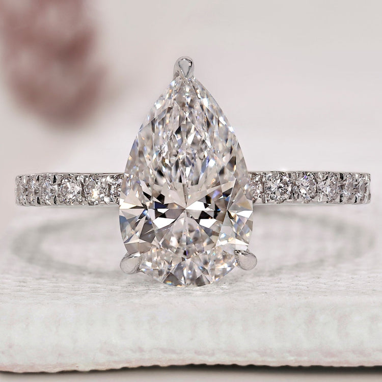 Pear Cut Hidden Halo Engagement Ring