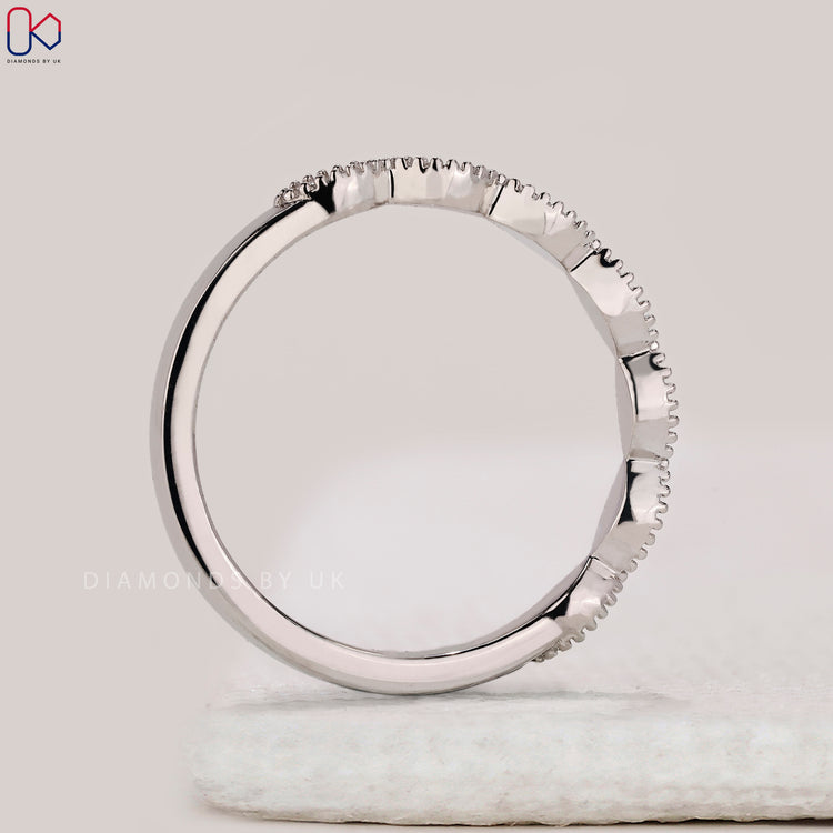 Custom diamond band with milgrain style.
