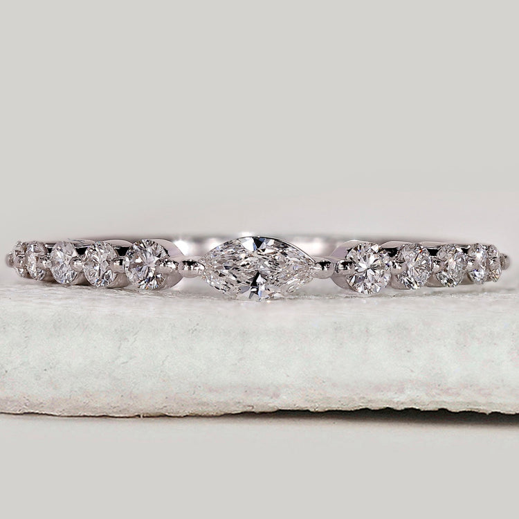 Half Eternity Round and Marquise Diamond Band