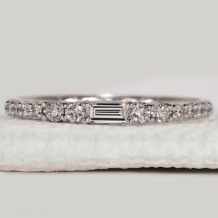 Half Eternity Baguette and Round Diamond Band