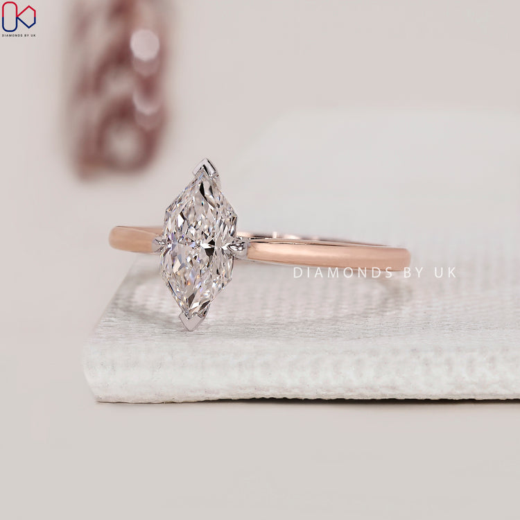 V prong setting showcasing a modern touch to your engagement ring.
