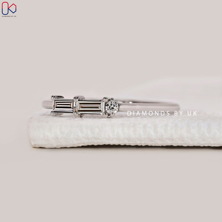Custom White gold baguette and round diamond band.
