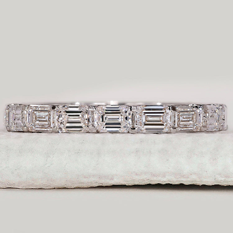 White Gold Emerald Diamond Eternity Band