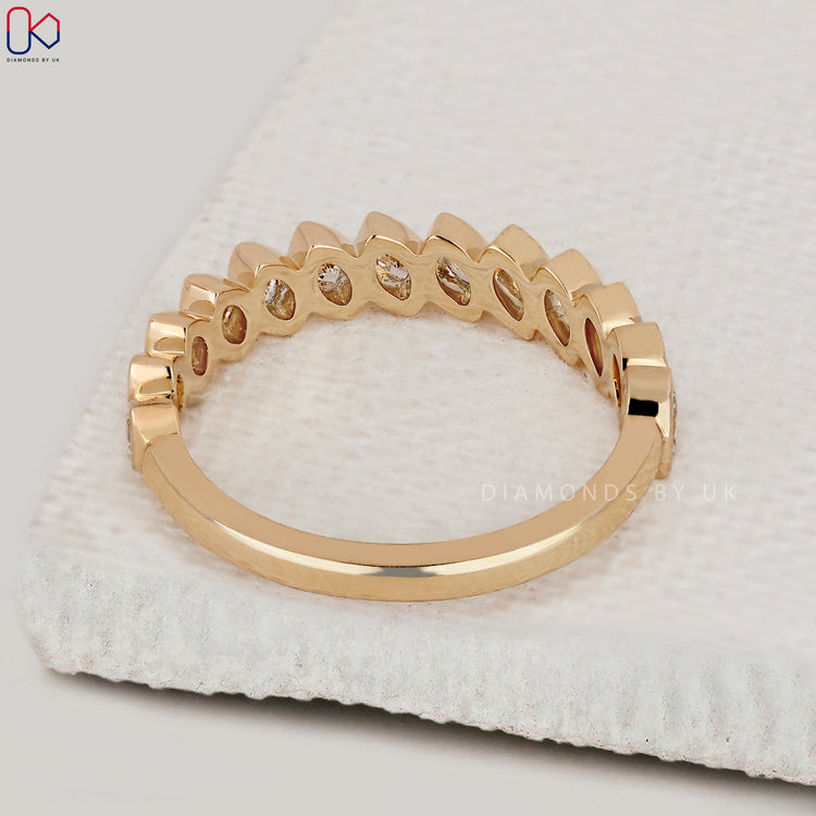 Custom handmade marquise diamond wedding band.
