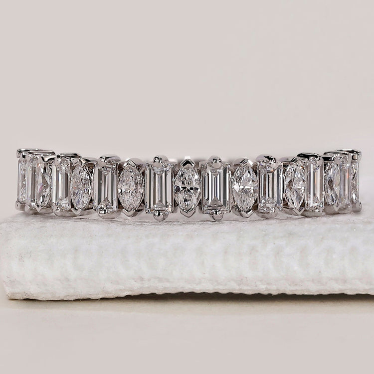 Marquise and Round Diamond Half Eternity Band