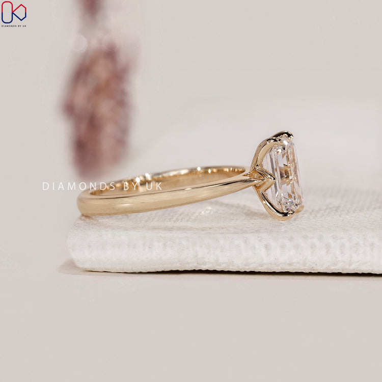 Handmade jewellery featuring an emerald cut stone.
