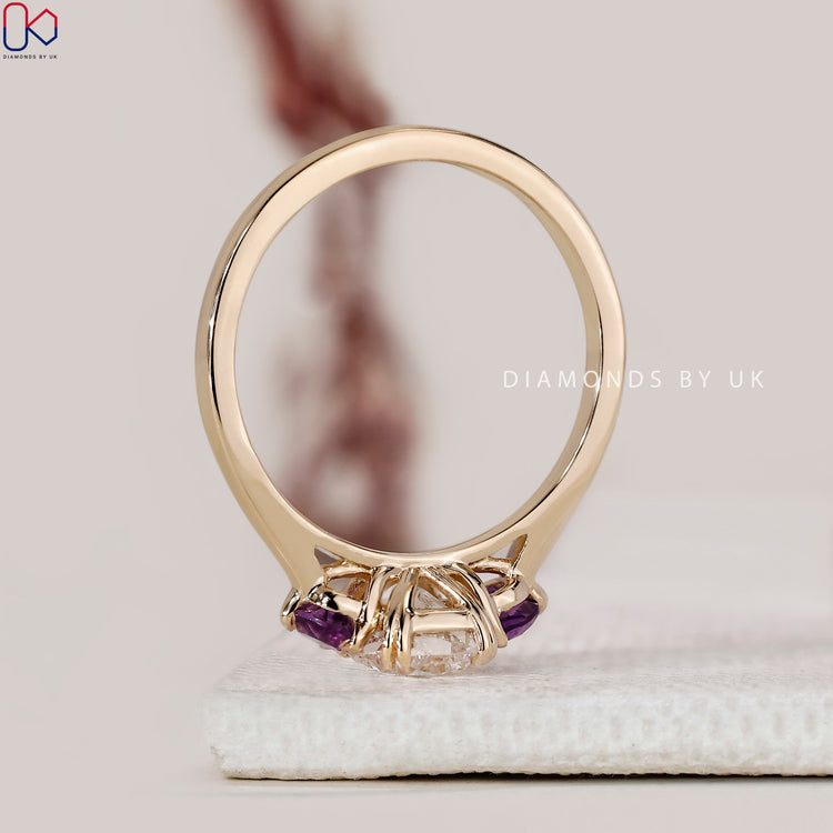 Custom diamond ring handcrafted in yellow gold.
