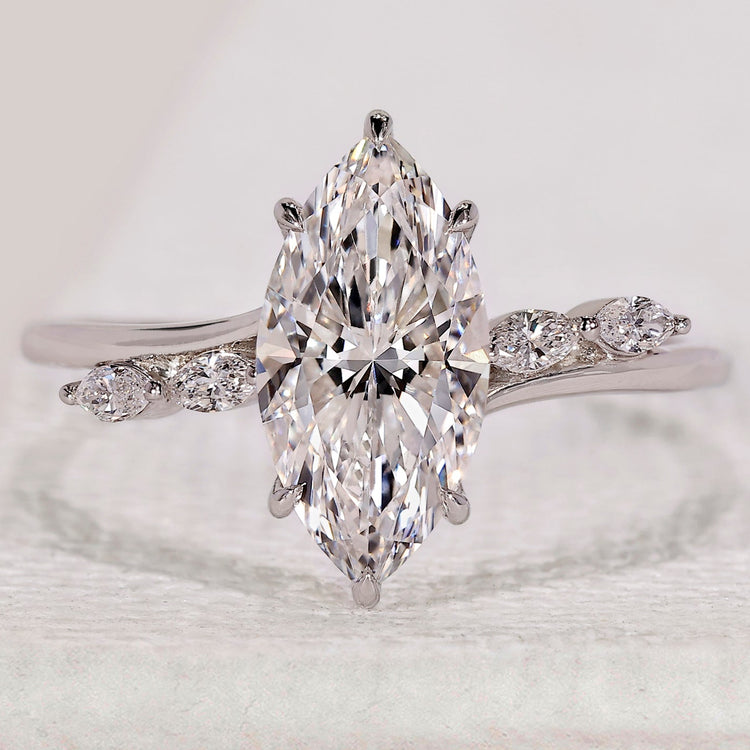 Hidden Halo Marquise Cut Engagement Ring