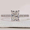 Radiant cut diamond engagement ring in white gold.

