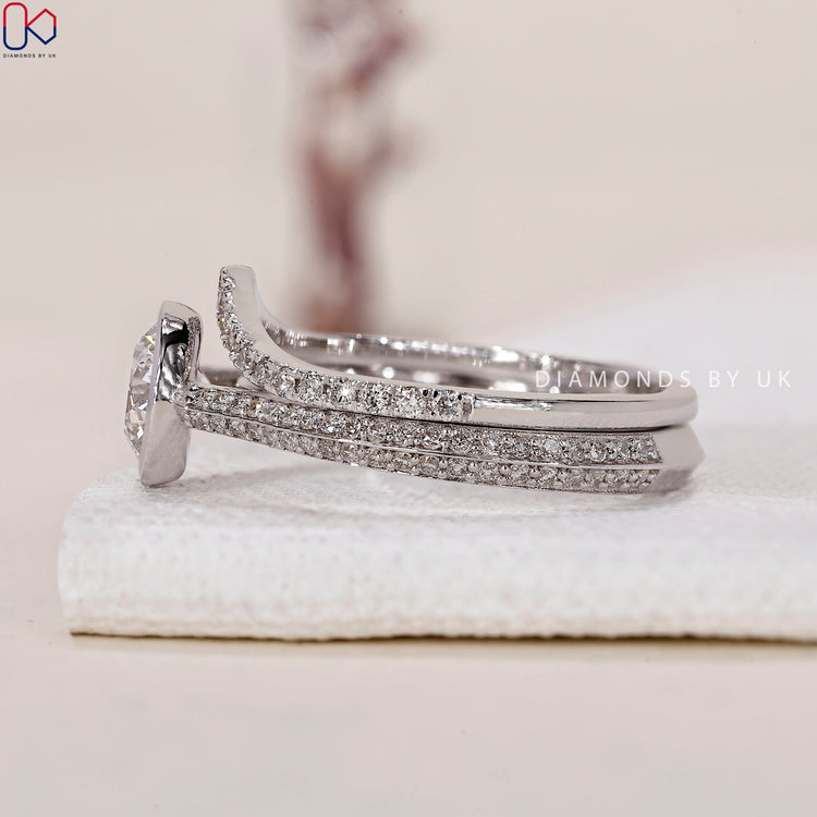Half eternity wedding band designed for everlasting beauty.

