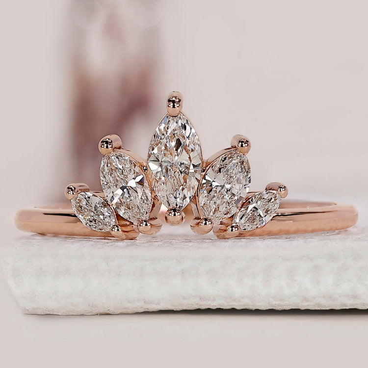 Marquise Wedding Band In Tiara Style