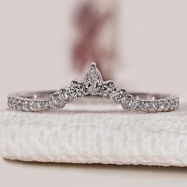 Tiara Style Pear And Round Cut Wedding Band