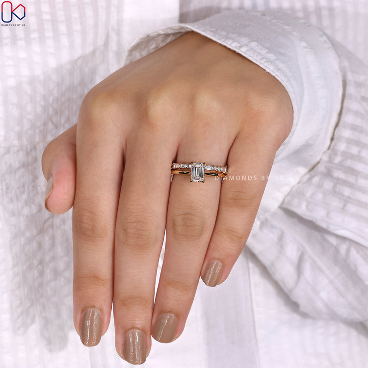 Yellow gold bridal set designed for a luxurious and warm finish.
