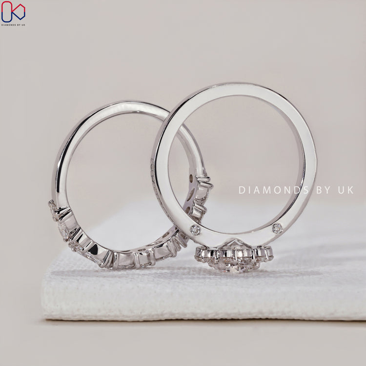 Bridal jewellery sets UK featuring an IGI certified round cut diamond engagement ring.
