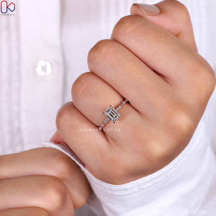 Hidden halo engagement ring showcasing a brilliant diamond.
