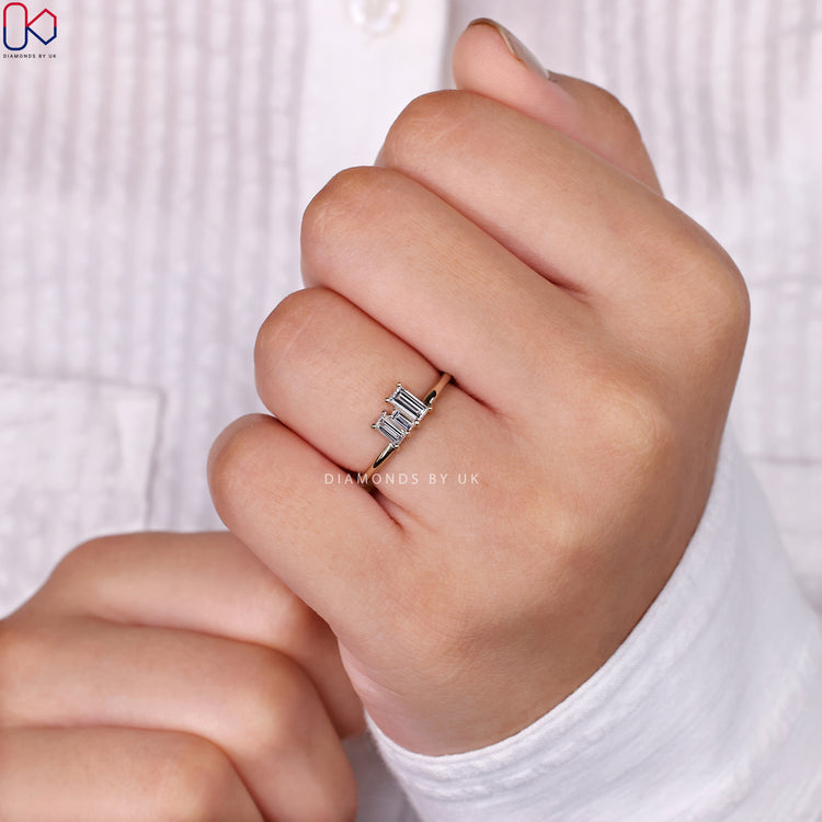 Unique diamond engagement ring design.
