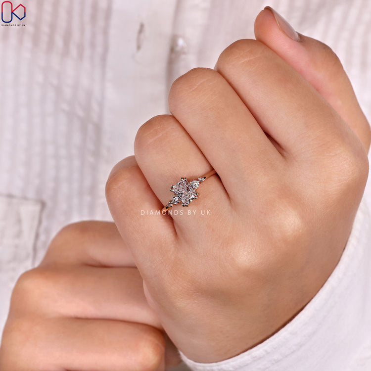 Diamondsbyuk engagement ring with radiant cut diamond engagement ring.
