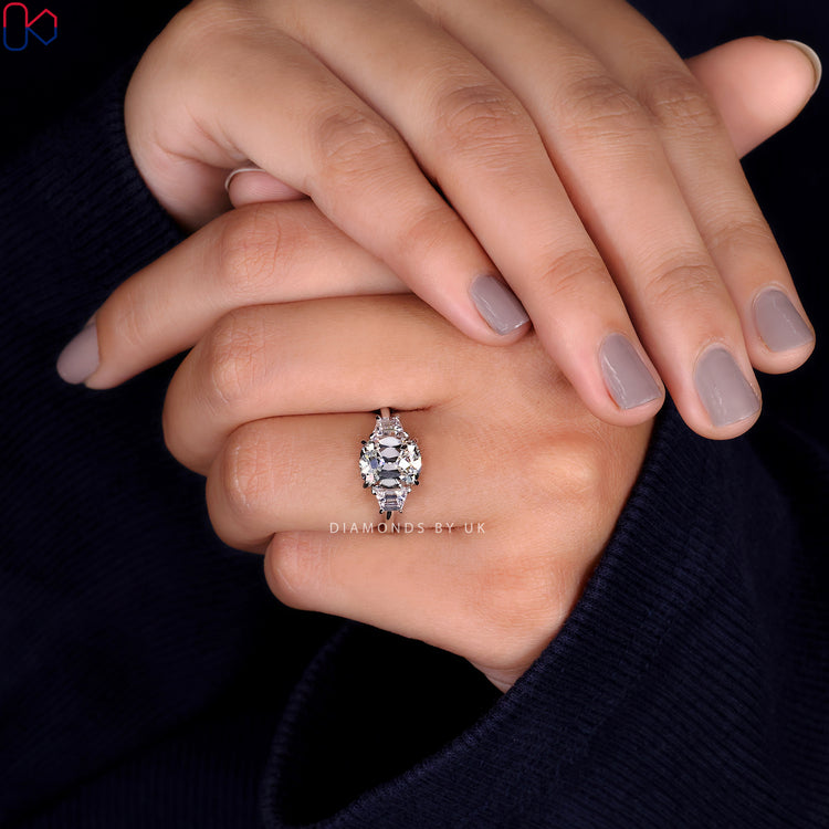 Trapezoid Diamond Ring crafted for a unique look.