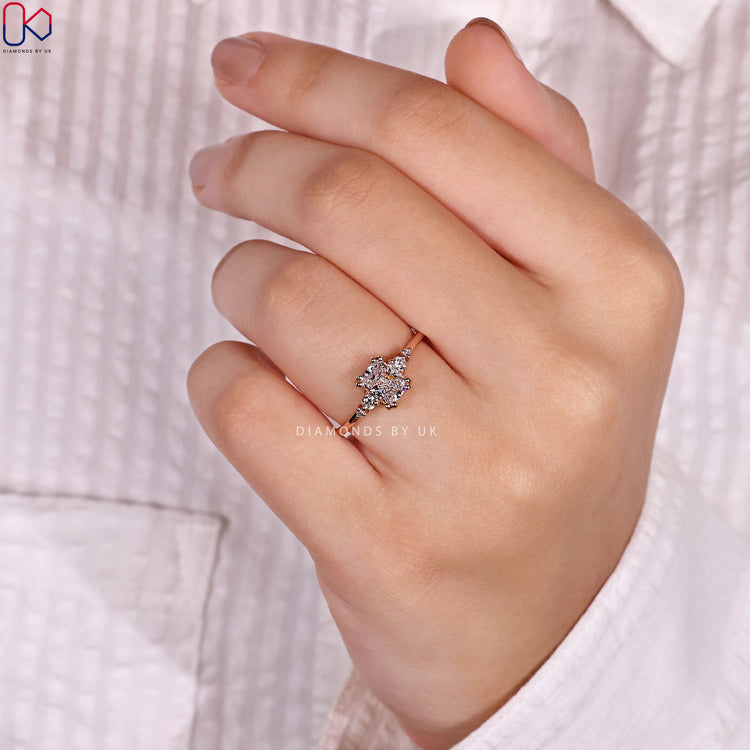 Rose gold engagement ring with diamond engagement ring.
