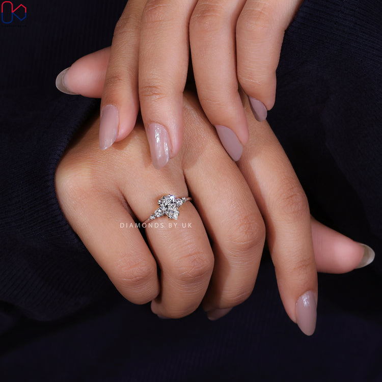 White Gold Ring featuring a brilliant pear diamond for exceptional sparkle.